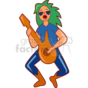 Energetic Musician Playing Guitar