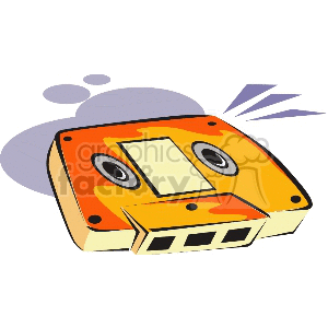 Colorful clipart of a vintage cassette tape.