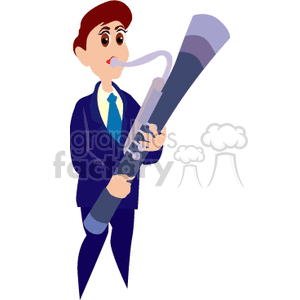 Cartoon Musician Playing a Bassoon