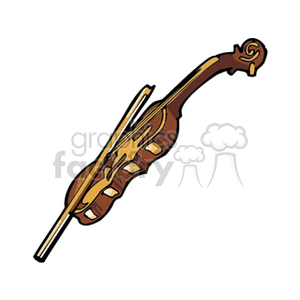 A clipart image of a violin with a bow, illustrating a string music instrument.