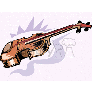 Illustrated clipart of a violin with artistic elements.