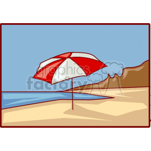 Beach Scene with Umbrella