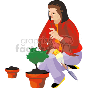 Gardening Woman Planting Flowers