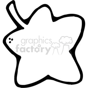 The clipart image displays a simple, line-drawn illustration of a leaf. It appears to be a stylized representation, with an outline that includes a stem and what could be perceived as a petiole and leaf blade. There is a minimal level of detail, with a few dots illustrating either texture or imperfections on the leaf's surface.