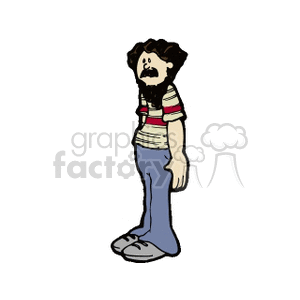 Cartoon Man with Beard and Curly Hair