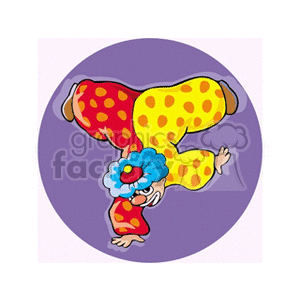 Colorful Circus Clown Doing a Handstand