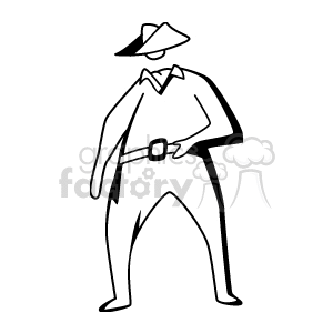 Black and White Old West Cowboy Holding his Hand on his Gun Belt