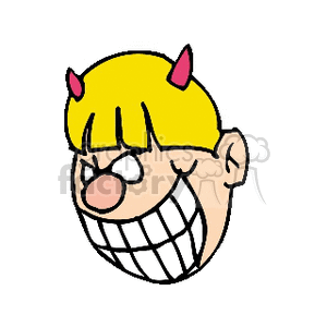 Devilish Cartoon Face with Horns