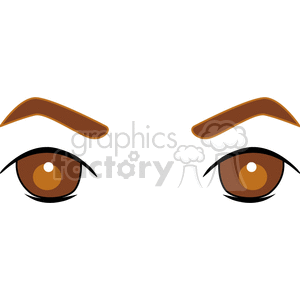 Illustration of two brown eyes with arched eyebrows.