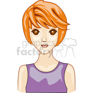 Anime Style Girl Portrait with Orange Hair