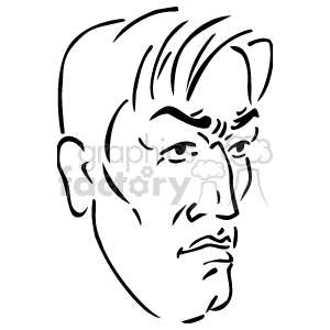   The image is a black and white line drawing of a man