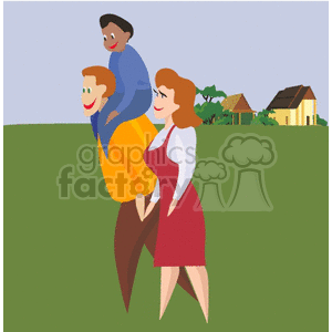 A family walking in the country