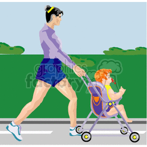  single parent jogging with her child