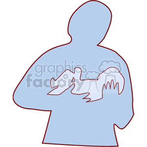 Silhouette of a parent holding a baby, symbolizing love and family.