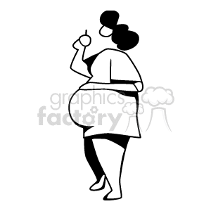 A clipart image of a pregnant woman eating.