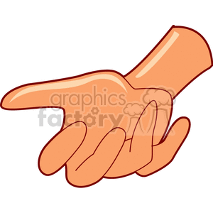 A clipart image of an open hand with fingers slightly curved, representing a gesture or offering.