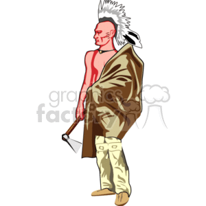   The clipart image displays a stylized depiction of a man characterized as a Native American. He