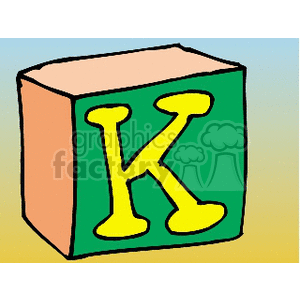 Green and orang block with the letter K