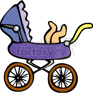 Baby carriage with the babys feet sticking up