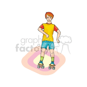 A boy roller skating