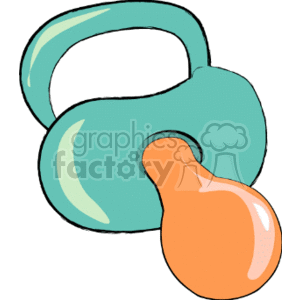 The clipart image features a pacifier, which is a soothing device used by infants and toddlers. The pacifier has a teal-colored shield and handle with a peach-colored nipple.