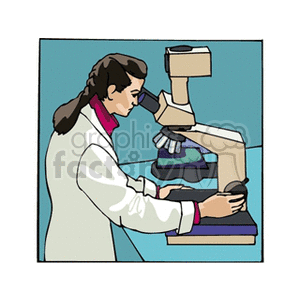 Lab technician looking through a microscope