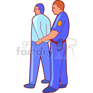 Male police officer arresting a man
