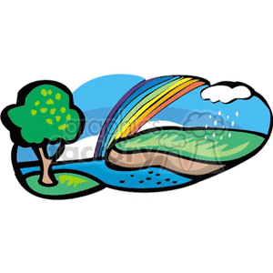 landscape with a rainbow over a river