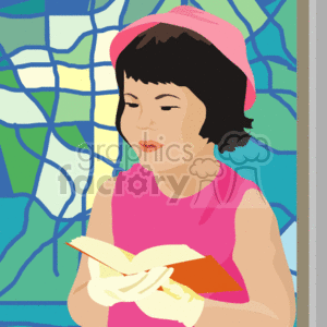 Person Reading Bible by Stained Glass Window