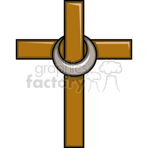 Religious Wooden Cross with Silver Ring