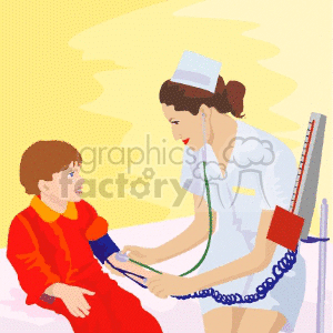 nurse taking blood pressure cartoon