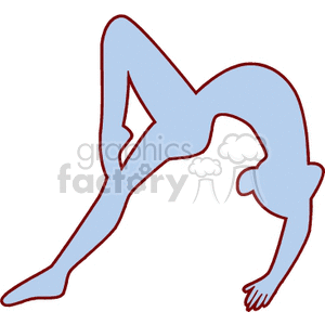 A simple clipart image depicting a person in a yoga or gymnastic pose, balancing on one arm with one leg raised, creating an arch shape.