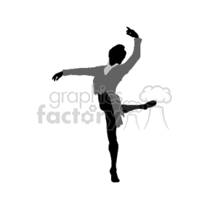 Silhouette of a ballet dancer performing a graceful dance pose.