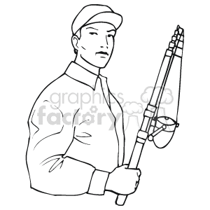 Fisherman Holding Fishing Rod