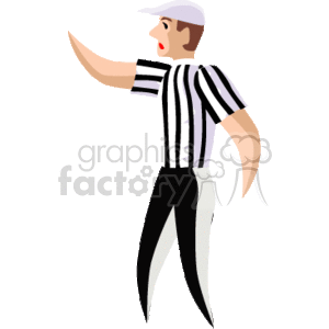 Football Referee in Striped Uniform Making a Call