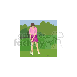 female golfer putting