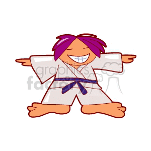 A cartoon karate boy with his arms outstretched