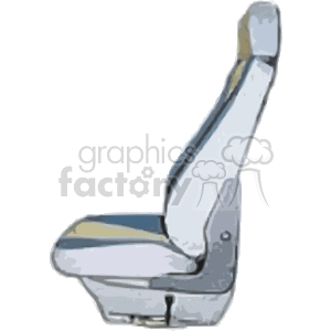 The image depicts a clipart illustration of an individual car seat, which is typically found in the interior of a vehicle. The seat appears to be designed for the driver or front passenger, equipped with features for comfort and safety such as headrest, cushioning, and structure for support.