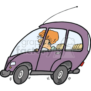 lady driving her purple minivan