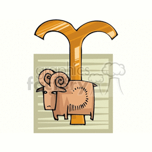 Clipart image of an Aries zodiac sign, featuring a stylized ram and the Aries symbol.