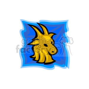   The image is a stylized representation of the Capricorn zodiac sign. It features a golden goat