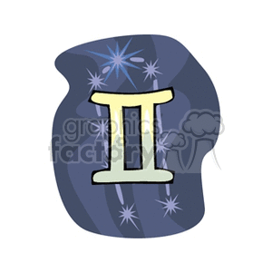 Clipart image depicting the Gemini zodiac sign with stars in the background.