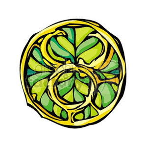 Clipart image with a stylized representation of the Taurus zodiac sign, featuring a circular, intricate design in yellow and green colors.