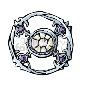 A detailed clipart image featuring a circular design with intricate patterns and gemstones, possibly representing a zodiac or horoscope symbol.