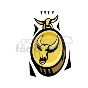 Clipart image of a golden medallion with a bull's head, representing the Taurus zodiac sign.