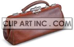 Clipart image of a vintage leather doctor's bag with a handle and clasp closure.