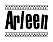 The image contains the text Arleen in a bold, stylized font, with a checkered flag pattern bordering the top and bottom of the text.