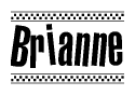 The clipart image displays the text Brianne in a bold, stylized font. It is enclosed in a rectangular border with a checkerboard pattern running below and above the text, similar to a finish line in racing. 
