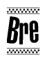 The image contains the text Bre in a bold, stylized font, with a checkered flag pattern bordering the top and bottom of the text.
