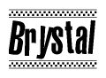 The clipart image displays the text Brystal in a bold, stylized font. It is enclosed in a rectangular border with a checkerboard pattern running below and above the text, similar to a finish line in racing. 